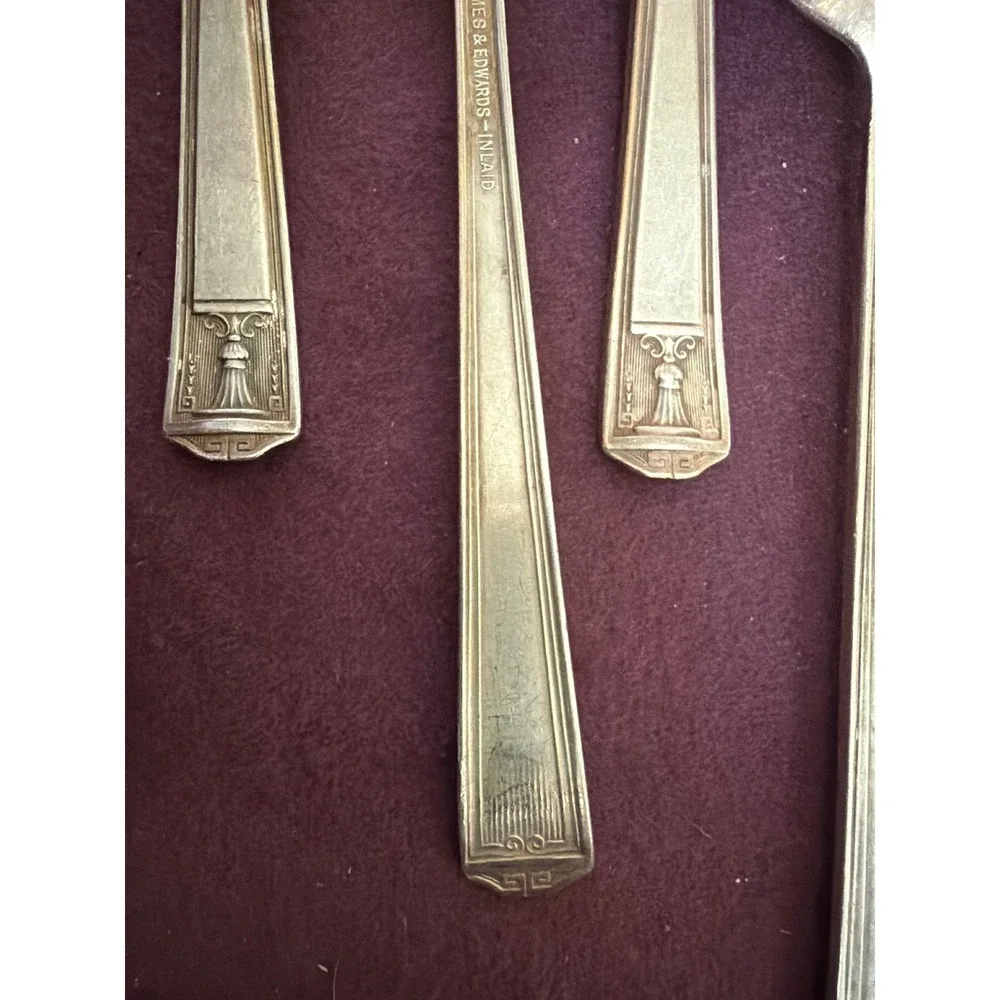 Holmes & Edwards Century 1923 Silverplate Teaspoons Set of 6 Art Deco Tassel